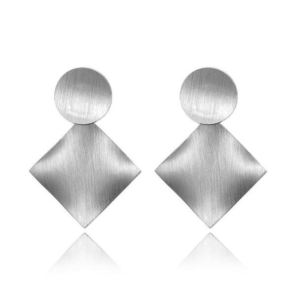 

stud trendy frosted surface curved geometry stainless steel earrings for women gold/silver color jewelry exaggerated je19003, Golden;silver