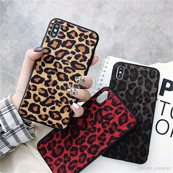 

2019 new arrival plush leopard print phone case for iphone 6 7 8 plus x xr xs max leopard cases for iphone 6 6s plus phone bag back cover