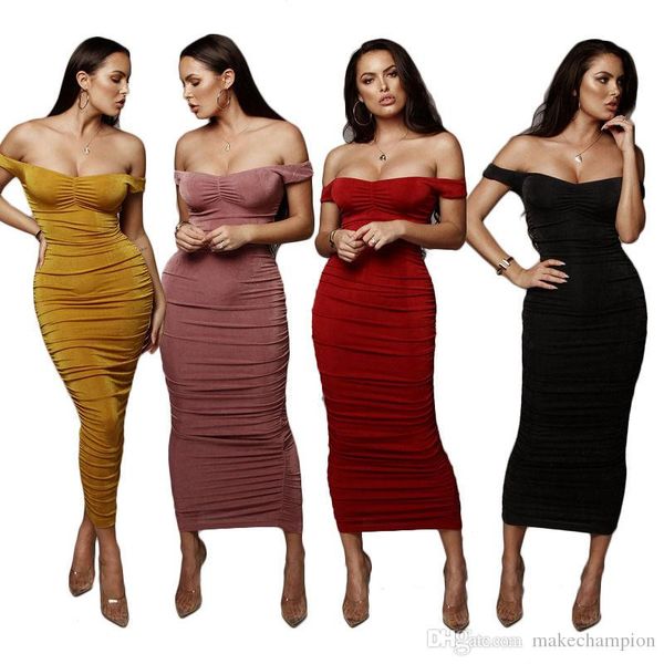 

slash neck designer womens dresses pleated summer womens bodycon dresses slim casual clothing, White;black