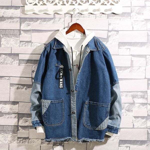 

spring retro denim jacket men's fashion washed casual denim jackets mens streetwear loose hip hop bomber jacket men m-3xl, Black;brown