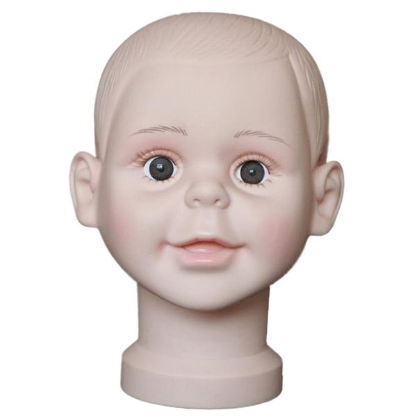 

pvc children head mannequin model wigs hat glasses scarf cap display stand, White