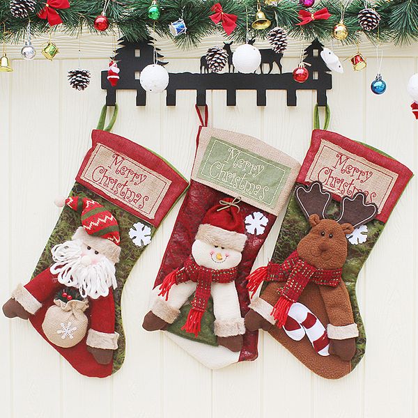 

new big size christmas stockings santa claus sock gift kids candy bag christmas decoration for home tree ornaments