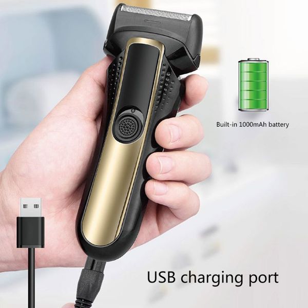 

new 1 set electric foil shaver men beard trimmer wet dry razor usb shaving machine