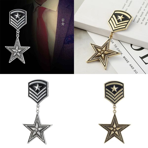 

2pcs vintage star navy medal brooch pin badge lapel pin for party jewelry, Gray