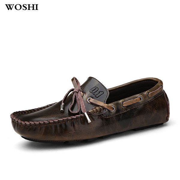 

men shoes genuine leather mens loafers outdoor moccasins fashion handmade sewing slip on casual boat shoes classical homme l5, Black