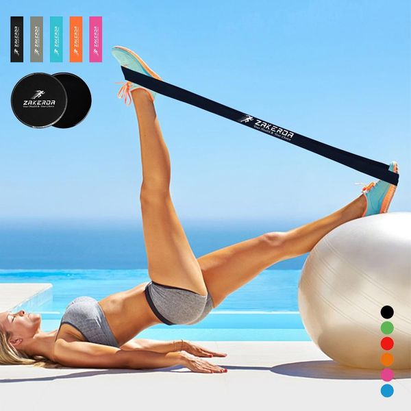 

wholesale-2pcs fitness slider resistance circle band practice set 5 elastic band portable carrying bag (pull belt sliding plate cloth bag)
