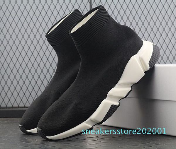 

good quality red black speed trainer casual shoe man woman sock boots stretch-knit casual boots race runner sneaker high s01