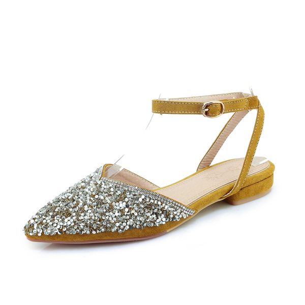 

2020 wholesale slingback elegant custom glitter ladies flat sandals in china, Black