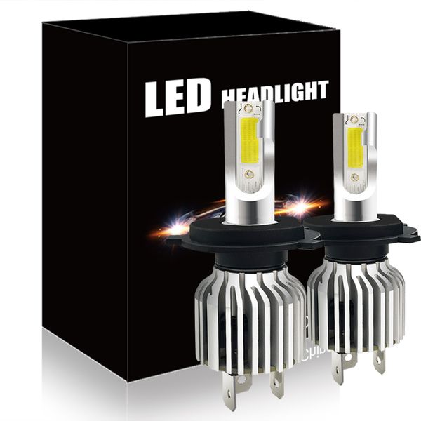 

par h4 9003 60w 1800lm 6000 k carro cob levou conversao farol farol oi / lo feixe h7 9005 9006 h11 h1 h8