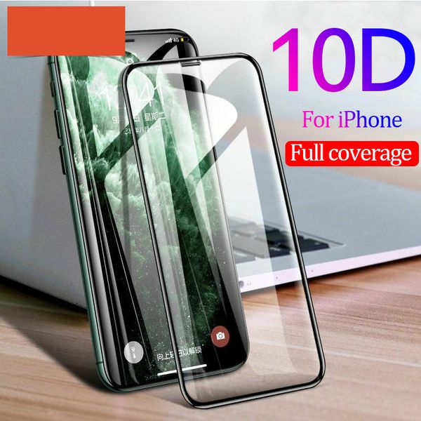 

10d tempered glass for iphone 11 pro max x xr xs full curved anti-explosion screen protector film for iphone 11 8 7 6s
