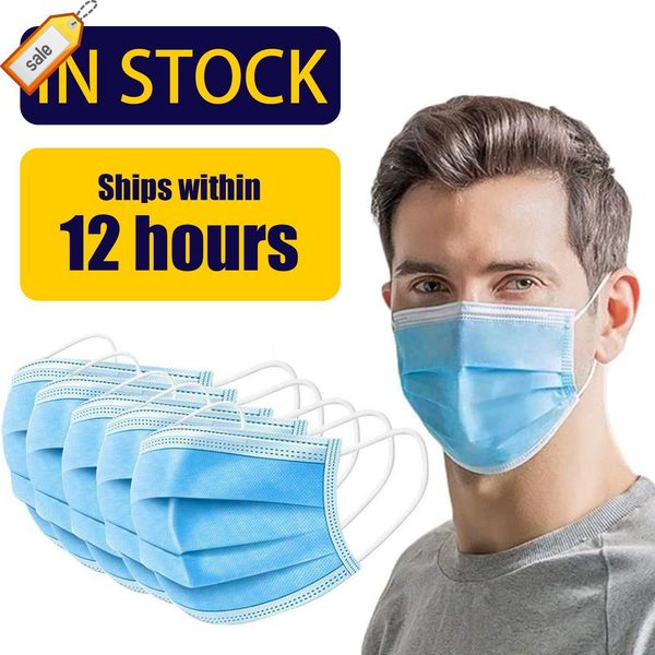 

20ZO Disposable DHL Ship! 3-layers Masks Earloop Nonwoven Level Face Mouth mascheri Breathing Protective Safety Masque IN Stock Black