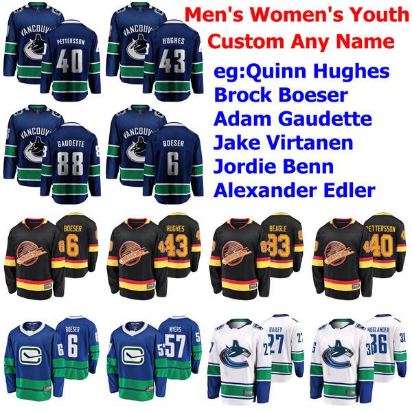

vancouver canucks jerseys womens brock boeser jersey thatcher demko quinn hughes jacob markstrom pettersson hockey jerseys custom stitched, Black;red