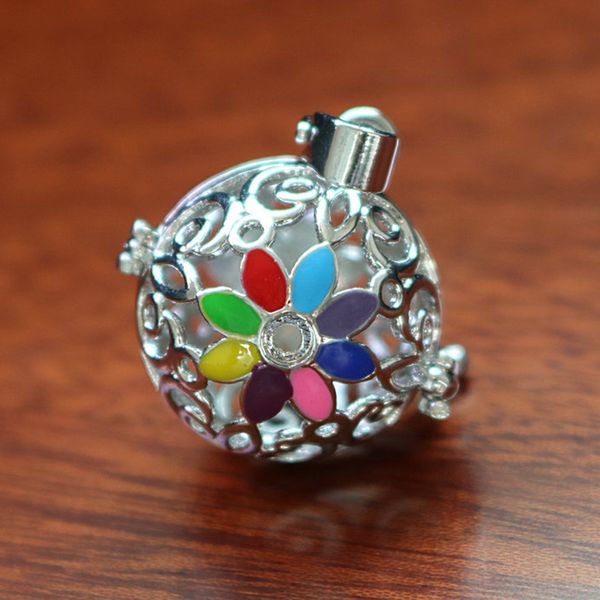 

copper round ball shape pendant perfume bottle charm jewelry making findings locket for diy crafts trinkets for women girls, Silver
