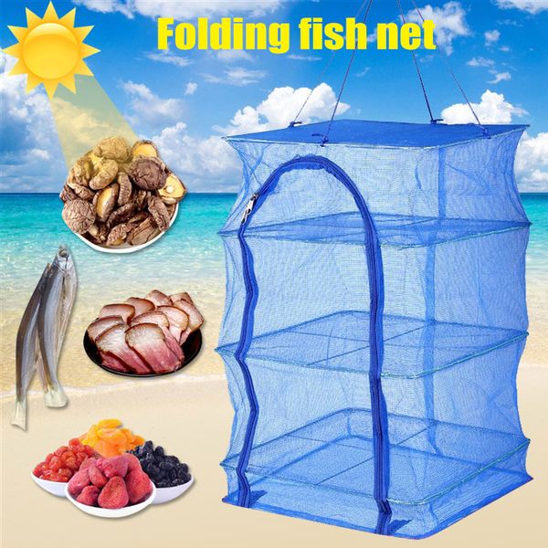 

folding shelving 4 layers drying fishing net for hanging vegetable fish dishes dryer pe hanger fish net