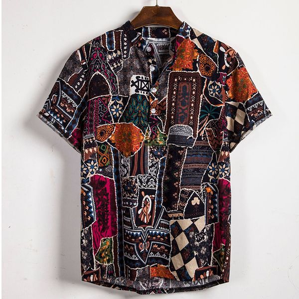 

2020 summer men shirt new hawaiian shirt loose short sleeve men casual floral streetwear blouse ing, White;black