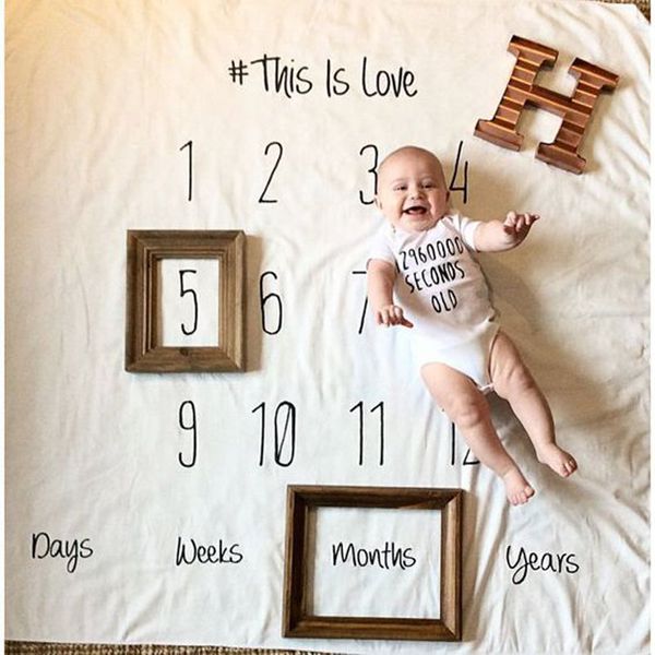 

100*100 cm baby blanket newborn pgraphy props blanket fashion monthly growth number pgraphy backdrops baby p