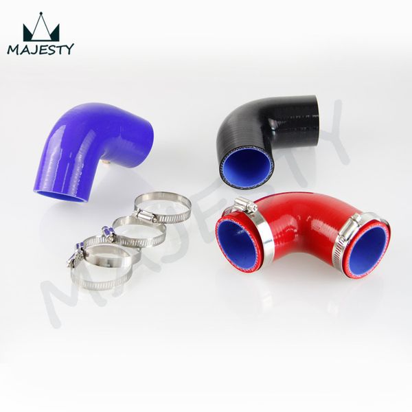 

silicone hoses 90 degree standard elbow hos 76mm 3" inch a3 a4 a5 a6 q7 90 degree+clamps black/blue/red