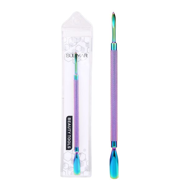 

cuticle pushers stainless steel double head colorful nail art dead skin push remover manicure tools women drop