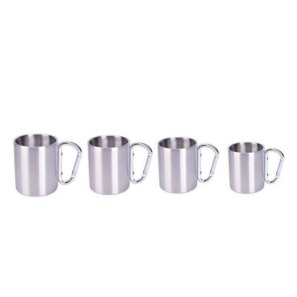 

450ml stainless steel cup camping traveling outdoor cup double wall mug with carabiner hook handle