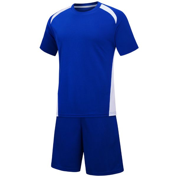 

men blank double-sided football team uniforms kits sports clothes tracksuits personality customized football sets with shorts c03-13, Blue;black