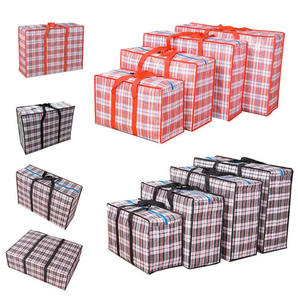 

portable plastic jumbo laundry zipped reusable large strong zipper shopping storage bag laundry storage case luggage bag