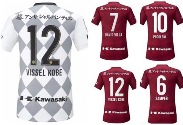 

customized 20-21 vissel red home thai quality soccer jerseys 7 david villa 8 a.iniesta 10 podolski 6 samper soccer uniform football shirt, Black;yellow