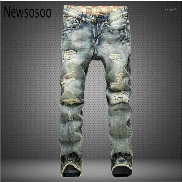 

fashion retro patch mens hole jeans men trousers skinny ripped distressed jeans denim pants1, Blue