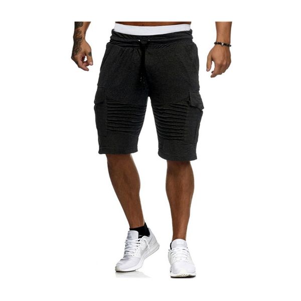 

летние мужские твердые шорты высокой моды летние колен молния украшены повседневные эластичные талии обычные брюки, White;black