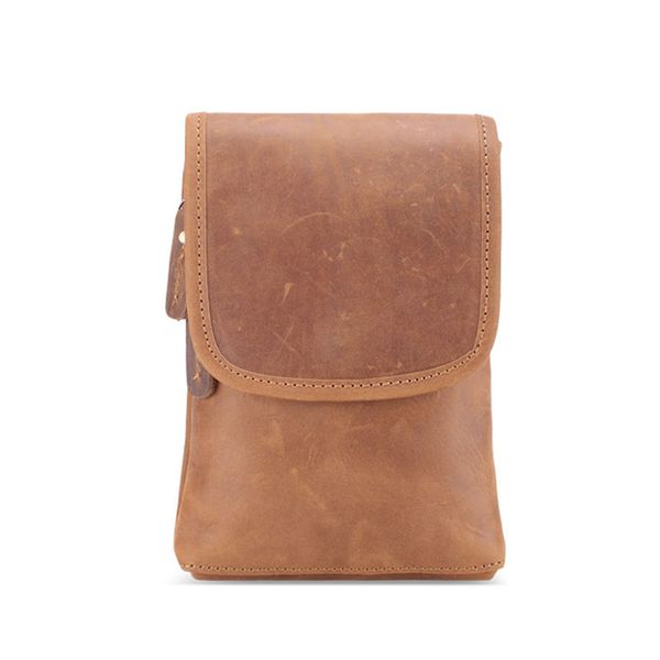 

crazy horse leather men waist pack with belt hook for cell phone mobile phone bag cigarette pouch waist bag