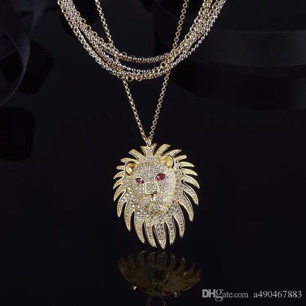 

new high-quality famous brand fashion earrings and necklaces lion pendant and lion asymmetrical earrings, fashion men and women gifts, Silver
