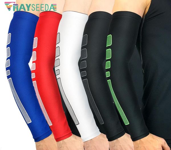 

rayseeda 1pc men quick dry basketball arm sleeves cycling arm protector running bike sun protection warmer for sports safety, Black