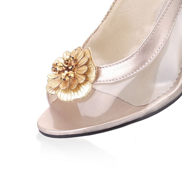 

plus size 46 2019 summer women sandals fashion sweet flower casual medium heel flip flops open toe black silver gold shoes woman