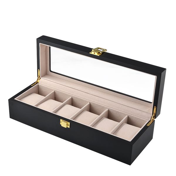 

6 slot red color wooden material boxes er watches for men or display watch store practical watch jewelry storage organizer cases, Pink;blue