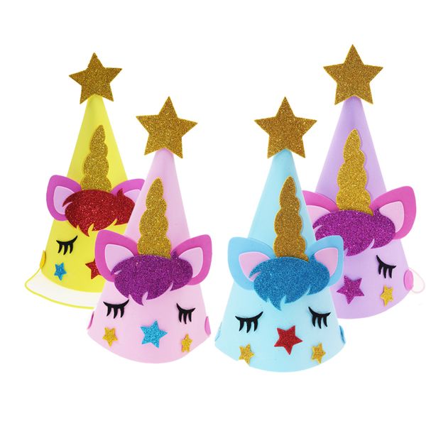 

1pc unicorn cartoon theme party paper caps hats kids event supplies birthday party wedding baby shower decorations