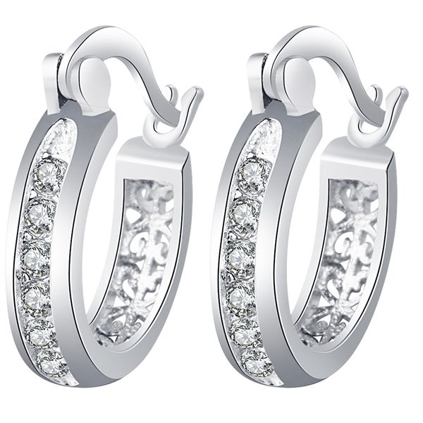 

мода циркон серьга обруча classic lady серебро цветого заявление серьга ювелирные изделия аксессуары для женщин партии лучшего подарка, Golden;silver