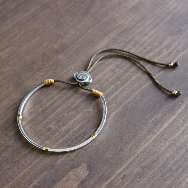 

tibetan buddhism handmade lucky rope bracelet with traditional cloud charm unique silver bangle for women men brings good luck, Golden;silver