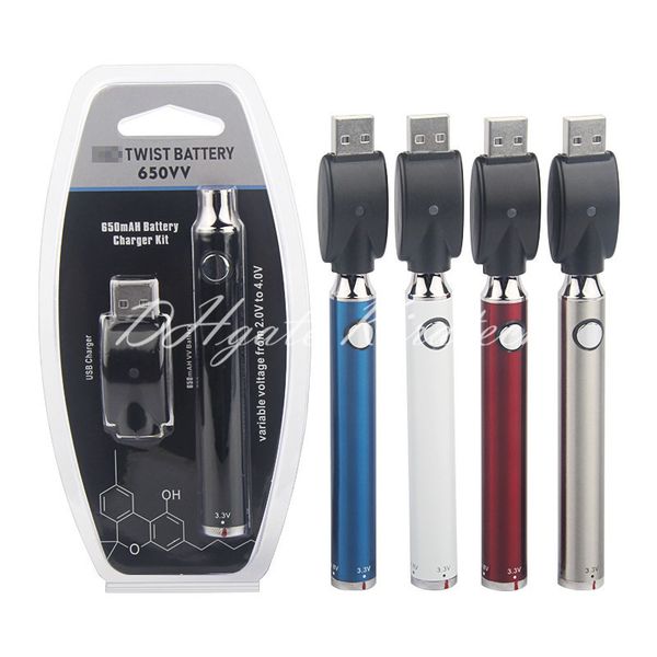 

Электронная сигарета VV Vape Twist Battery E Cigar регулируемое напряжение evod ego 510 резьбовые батареи хорошо подходит для CO2-масляных керамических картриджей