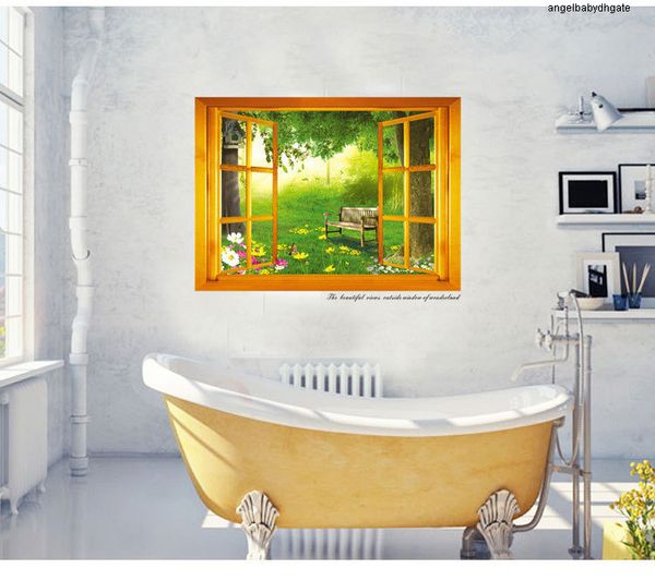 

window 731 3d green wall stickers forest false removable wall stickers wall art for home decor