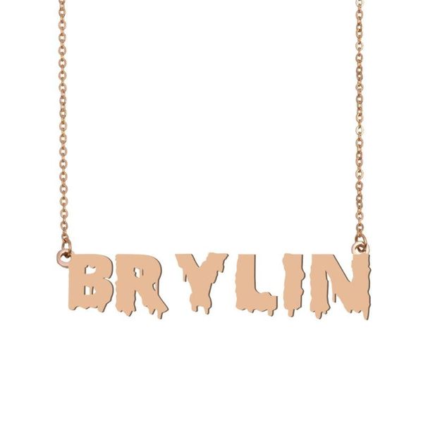 

brylin name necklace , cool bloody art name necklace for halloween and santa's day jewelry gift for kids boys girls, Silver