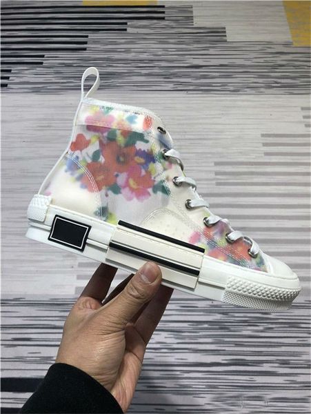 

new 19ss flowers technical canvas b23 high sneakers in oblique mens designer shoes womens fashion sneakers casual shoes size36-45