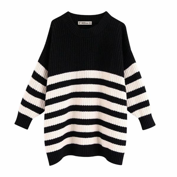 

women striped knit sweater pullover jumpers, White;black