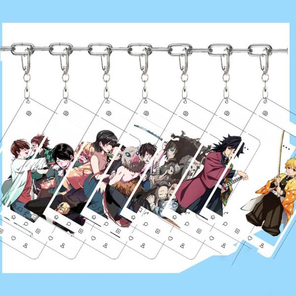 

anime demon slayer keychain kamado tanjirou pendant jewelry fans gift, Silver