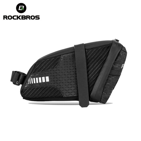 

rockbros bike bag 1.5l large capcaity reflective rear saddle bag taillight durable storage mtb road bike accessories