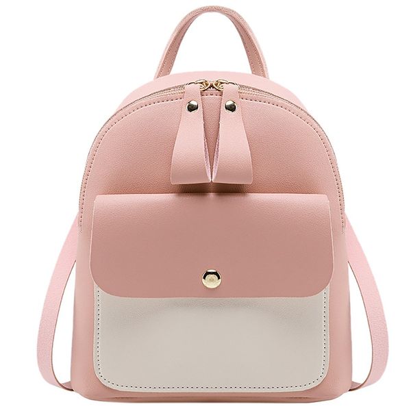 

2019 fashion women pu leather backpacks patchwork zipper teenager travel bag small backpack letter purse bag#30