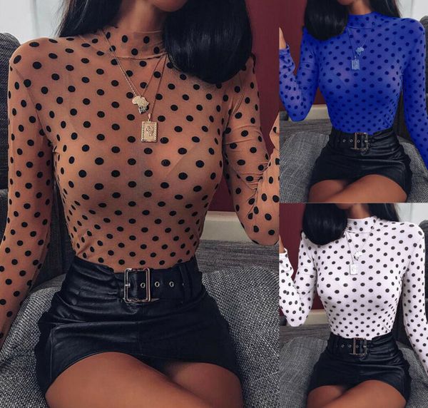 

женщины дамы случайные сетки с длинным рукавом блузка slim fit клубная одежда, White