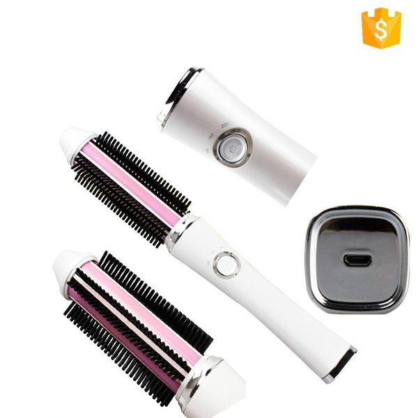 2 em 1 bateria elétrica ondulação de ferro USB Mini Mini encrespador de cabelo para viajar endireitando o cabelo pente de remessa
