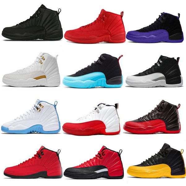 

men 12 12s basketball shoes black white winterized wntr gym red reverse flu game royal dark concord university gold blue sports sneakers