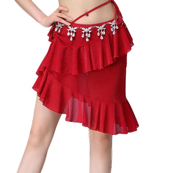 

new arrivals women belly dance clothes short skirts practice wrapped elastic mesh bellydance costume accessories, Black;red