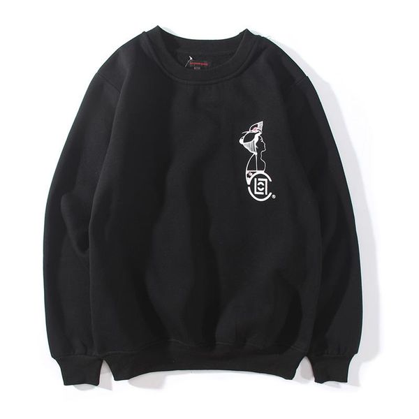

winter mens hoodie trend fashion design fairy logo print patch plus velvet hooded sweater long sleeve loose, Black