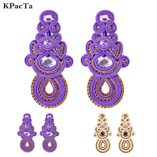 

kpacta new fashion design soutache ethnic handmade earrings jewelry female crystal decoration drop earring gift boucle d'oreille, Silver